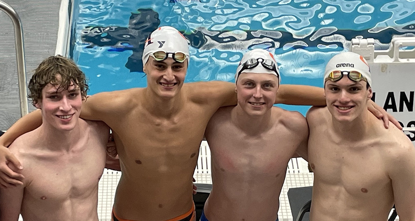 Will Browne, David King, Max Moore, and Thomas Heilman swimmers